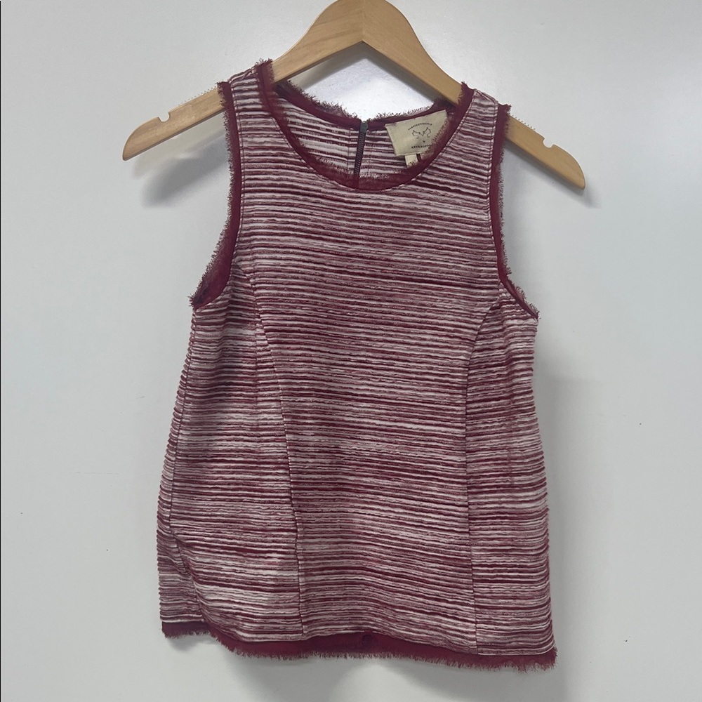 Anthropologie Vanessa Virginia India Tank Top Textured Red Stripe Size X Small